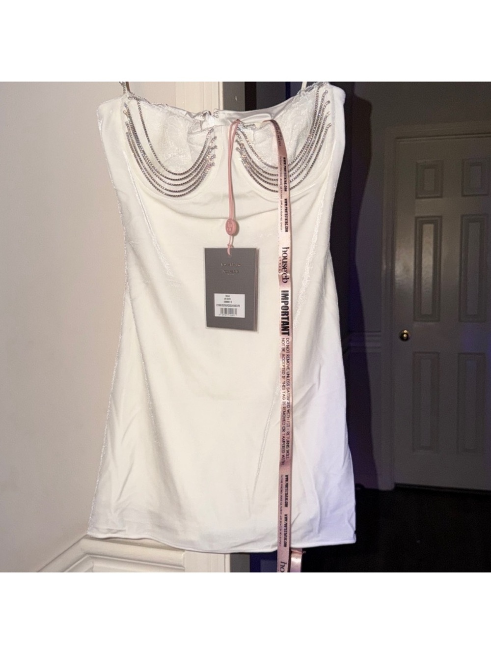 ❤️🔥Firm Price❤️🔥House of CB GRACE Ivory Crystallised Mini Dress - Picture 10 of 16